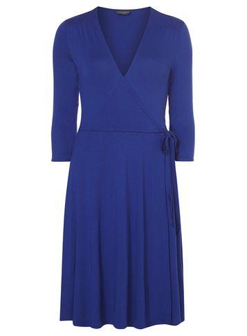 Dorothy Perkins *tall Cobalt Wrap Fit And Flare Dress