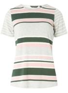 Dorothy Perkins Khaki Striped Curve Hem T-shirt