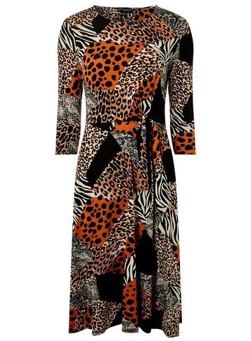 Dorothy Perkins Black Mix And Match Animal Print Skater Dress