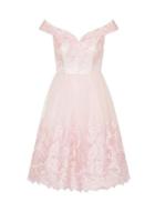 Dorothy Perkins *chi Chi London Petite Pink Embroidered Bardot Midi Dress