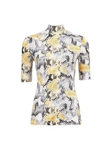 Dorothy Perkins Multi Colour Short Sleeve Snake Print High Neck Top