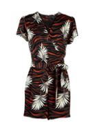 Dorothy Perkins Chocolate And Orange Tiger Print Wrap Playsuit