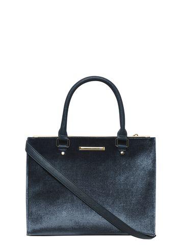 Dorothy Perkins Navy Velvet Pipe Tote Bag
