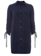 Dorothy Perkins Navy Blue Ruched Sleeve Shirt Dress