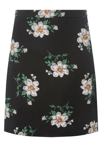 Dorothy Perkins Black Floral Print Mini A-line Skirt