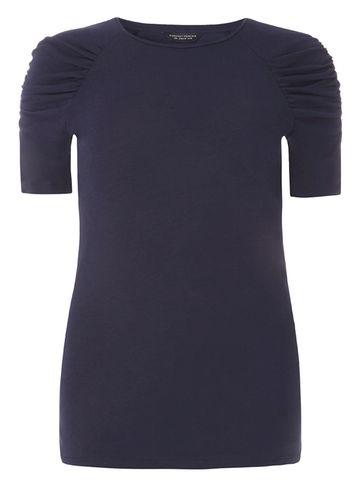 Dorothy Perkins Navy Ruched Sleeve T-shirt