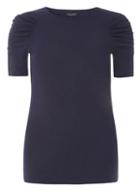 Dorothy Perkins Navy Ruched Sleeve T-shirt