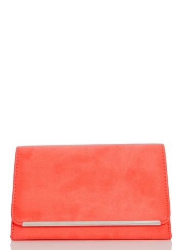 *quiz Coral Faux Suede Clutch Bag