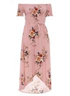 Dorothy Perkins *quiz Pink Floral Bardot Wrap Dress