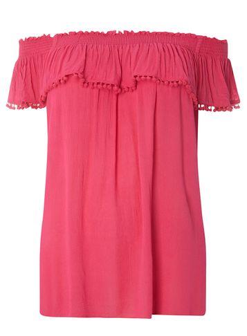 Dorothy Perkins Dp Curve Pink Pom Pom Detail Bardot Top