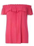Dorothy Perkins Dp Curve Pink Pom Pom Detail Bardot Top