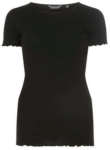 Dorothy Perkins *tall Black Lettuce Edge T-shirt