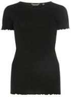 Dorothy Perkins *tall Black Lettuce Edge T-shirt