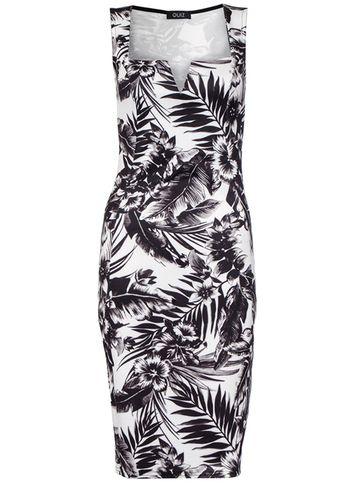 Dorothy Perkins *quiz Cream Tropical Print Midi Dress