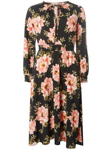 Dorothy Perkins Petite Black Floral Fit And Flare Dress