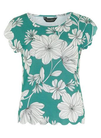 Dorothy Perkins Green Linear Scallop Tee