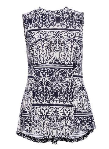 Dorothy Perkins *quiz Navy And White Aztec Print Top