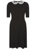 Dorothy Perkins *tall Black Crochet Collar Dress