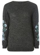 Dorothy Perkins Charcoal Embroidered Long Sleeve Top