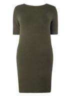 Dorothy Perkins Dp Curve Olive Zipped Back Longline Tunic Top