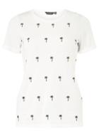 Dorothy Perkins Ivory Palm Embroidered T-shirt