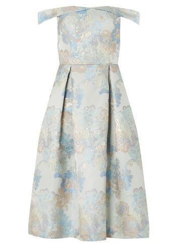 Dorothy Perkins *luxe Green Jacquard Prom Dress