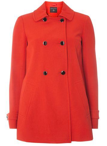 Dorothy Perkins Red Double Breasted Swing Coat