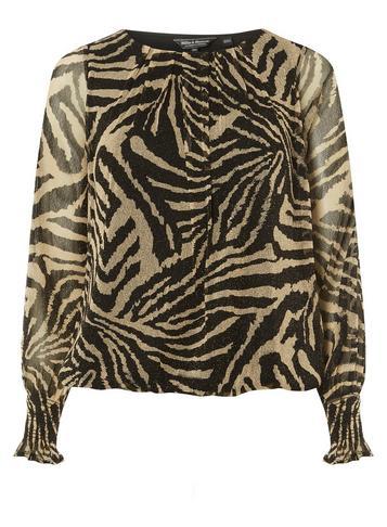 Dorothy Perkins *billie & Blossom Gold Zebra Print Mesh Batwing Top