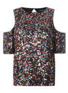 Dorothy Perkins Multi Coloured Sequin Cold Shoulder Top