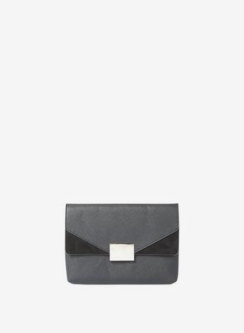 Dorothy Perkins Black Square Hardware Clutch Bag