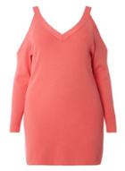 Dorothy Perkins Dp Curve Coral V-neck Cold Shoulder Jumper