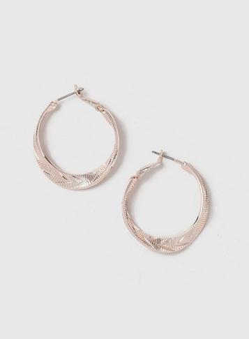 Dorothy Perkins Rose Gold Look Etched Hoop Earrings