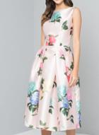 Dorothy Perkins *chi Chi London Pink Floral Print Skater Dress