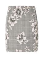 Dorothy Perkins Grey Floral Checked Mini Skirt