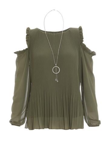*quiz Khaki Cold Shoulder Top