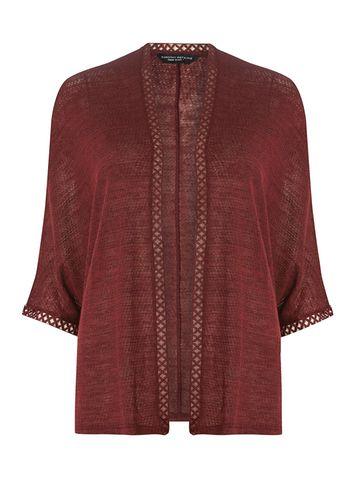 Dorothy Perkins Dark Red Geometric Lace Trim Cardigan