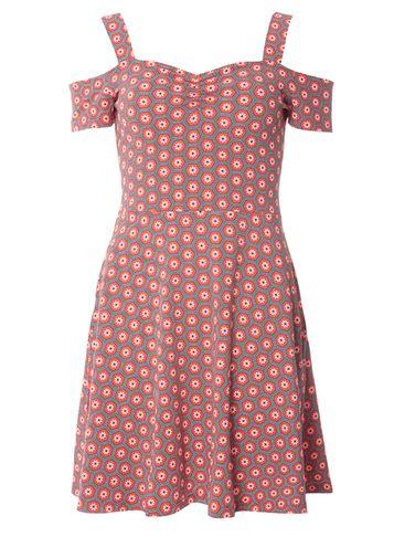Dorothy Perkins Coral Geometric Print Cold Shoulder Dress