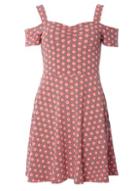 Dorothy Perkins Coral Geometric Print Cold Shoulder Dress
