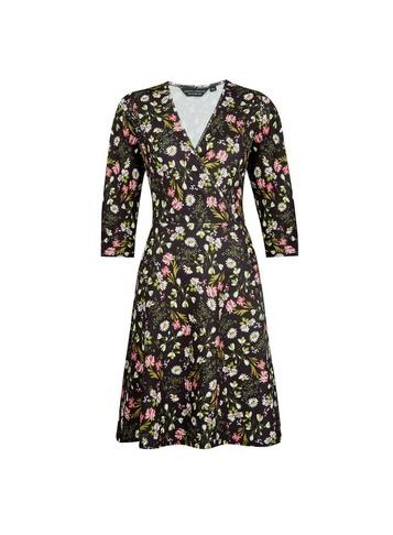 Dorothy Perkins *black Ruched Sleeve Skater Dress