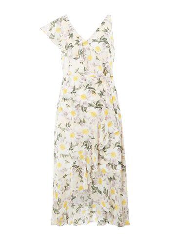 Dorothy Perkins Cream Daisy Print Chiffon Ruffle Midi Skater Dress
