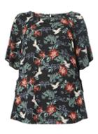 Dorothy Perkins Dp Curve Black Oriental Bird Print Tie Top