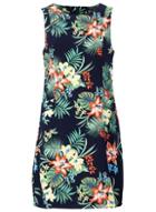 *izabel London Navy Tropical Print Dress