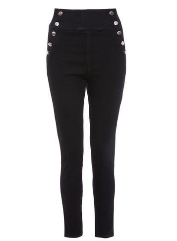 Dorothy Perkins *quiz Black Gold Button Skinny Jeans