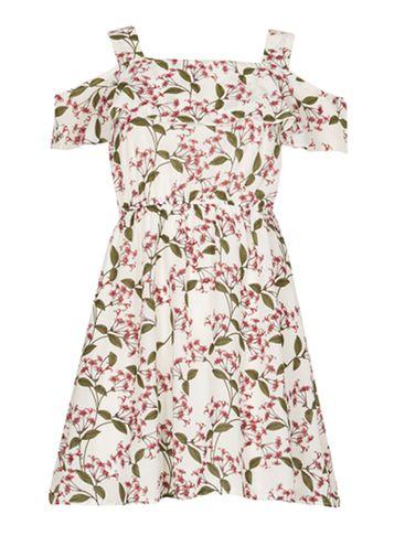 Dorothy Perkins *tenki White Floral Print Skater Dress