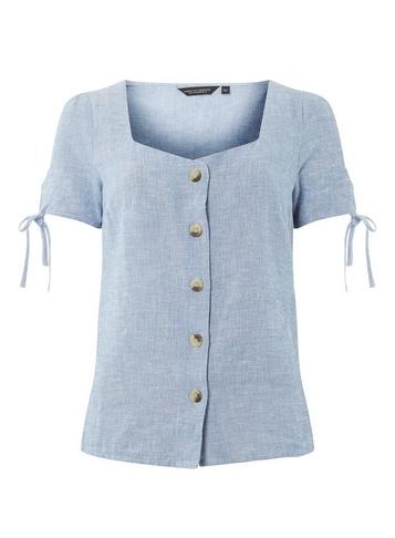 Dorothy Perkins Chambray Linen Button Top