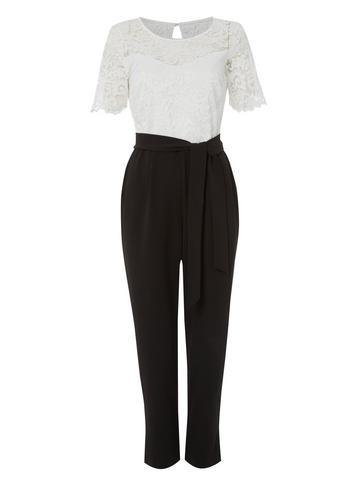 Dorothy Perkins *roman Originals Ivory Lace Jumpsuit