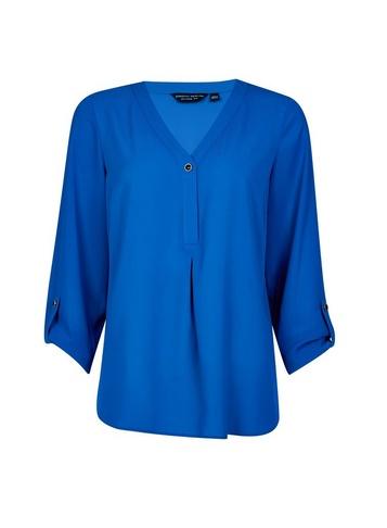 Dorothy Perkins Cobalt Button Roll Sleeve Top