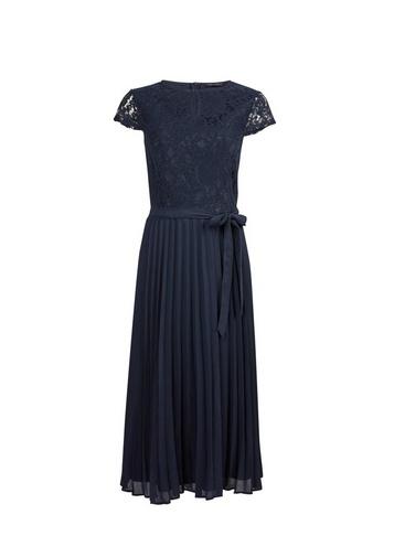 Dorothy Perkins Navy Lace Pleated Midi Skater Dress