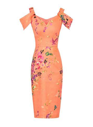 Dorothy Perkins *jolie Moi Coral Cold Shoulder Pencil Dress