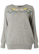 Dorothy Perkins *dp Curve Grey Embroidered Yoke Jumper